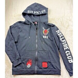 RARE Cakeworthy x Stranger Things Hellfire Club Zip Up Hoodie Embroidered